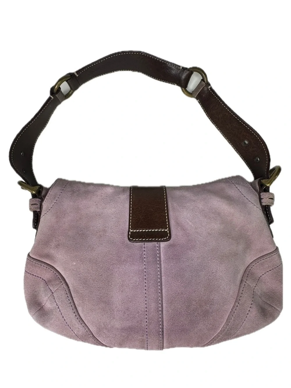 Coach Lavendar Suede Y2K Vintage SoHo Flap Buckle Bag